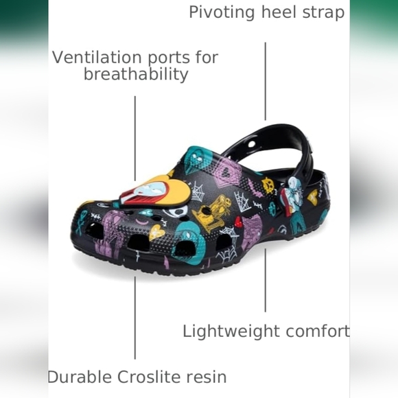Crocs | The Nightmare Before Christmas | Jack & Sally Classic Clogs | Sz W11/M9 - Picture 9 of 13